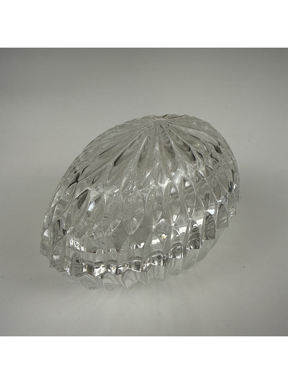 Vtg Gorham Chantilly Crystal Egg Shaped Covered Trinket Box Jewelry Candy Dish